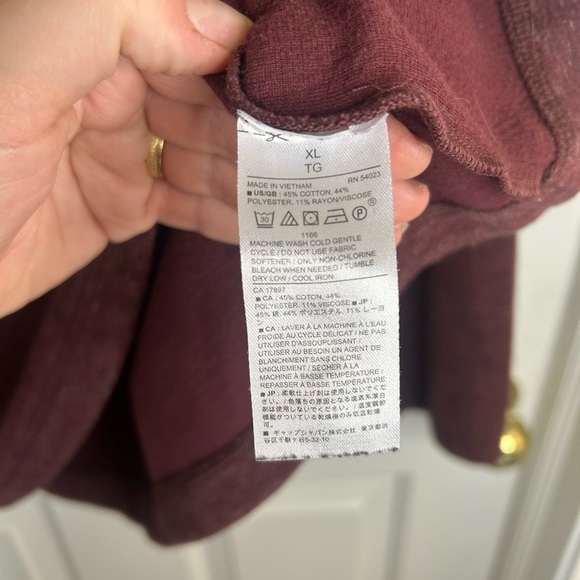 Banana Republic Men’s Maroon Moisture Wicking Quarter Sip Sweatshirt Size XL - Picture 4 of 6